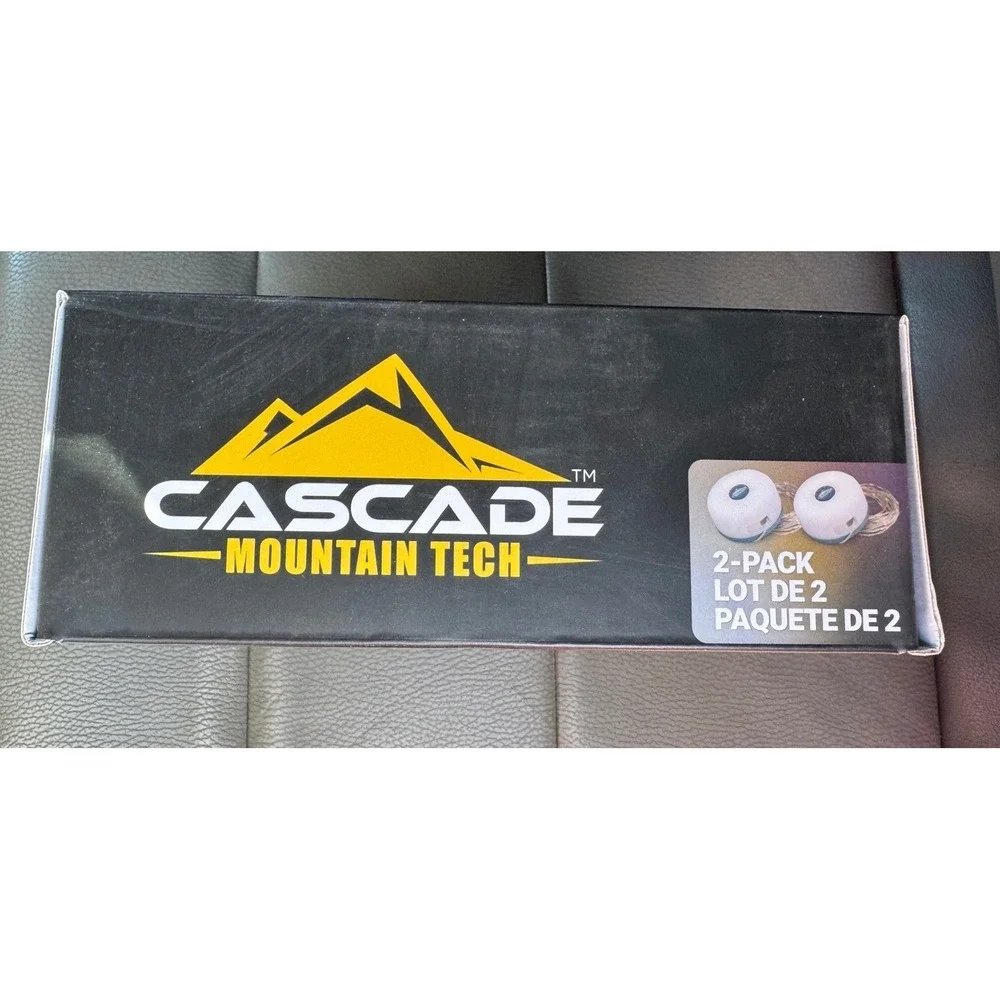 Cascade Mountain Tech Camping String Lights 2-Pack Rechargeable NEW